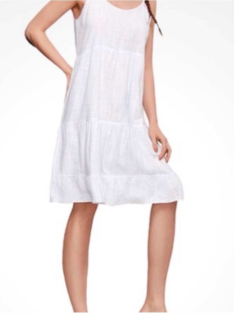 Valentina White Sleeveless line Tiered Mini Dress